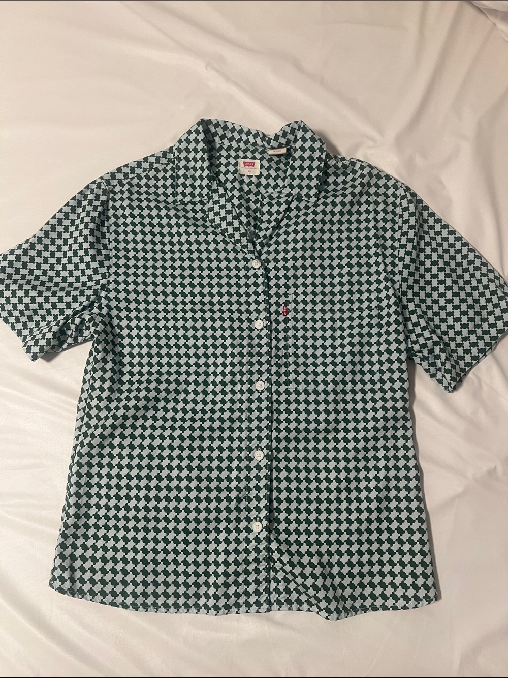 Levi's Light Blue & Green Geometric Short-Sleeve Button-Down Shirt